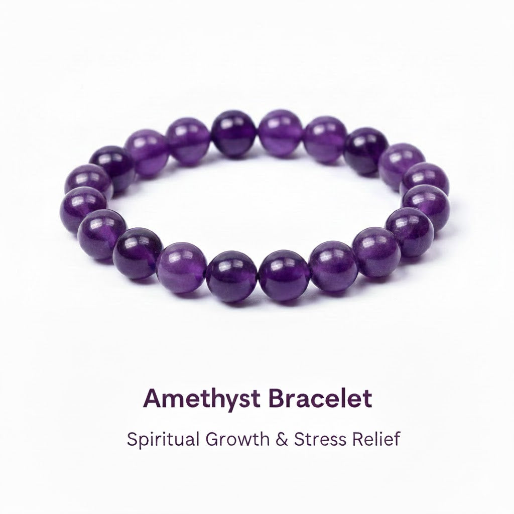 Amethyst Bracelet –Spiritual Growth & Stress Relief | Halal to wear | Pure Natural stone with Certificate | Men | Women